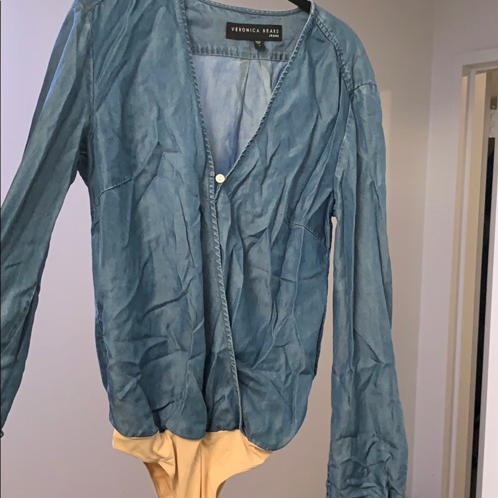 Denim shirt bodysuit